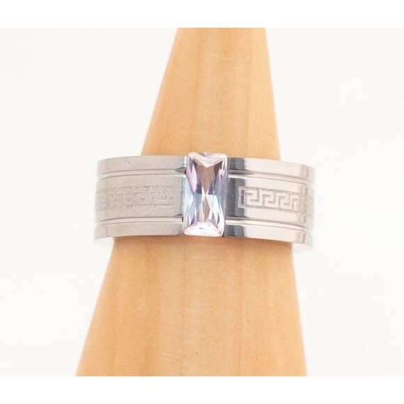 Vintage Glyphic Symbols Elegant Silver Ring Size 7 - T13 - Picture 1 of 3
